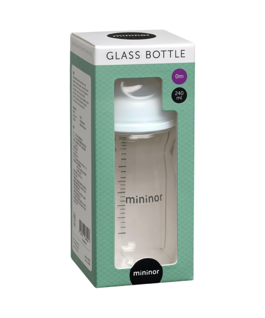 MININOR stiklinis maitinimo buteliukas, nuo 0 mėn, 240 ml,