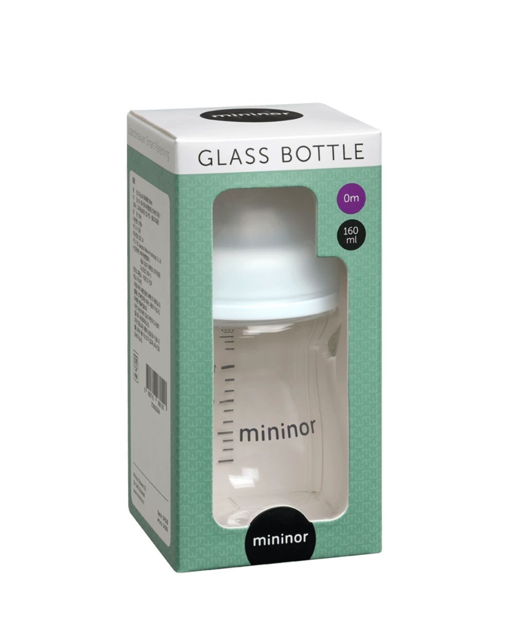 MININOR stiklinis maitinimo buteliukas, nuo 0 mėn, 160 ml