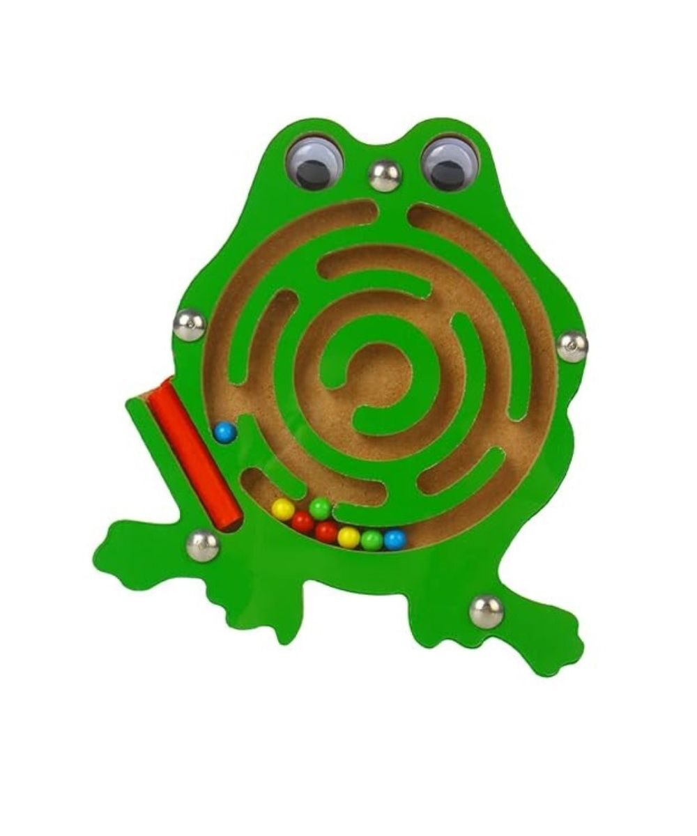 Medinis magnetinio labirinto žaislas, Frog, 1 vnt.