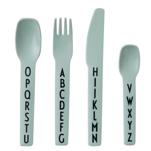 DESIGN LETTERS "Eat & Learn" vaikiškų stalo įrankių rinkinys, Green, 1 vnt.