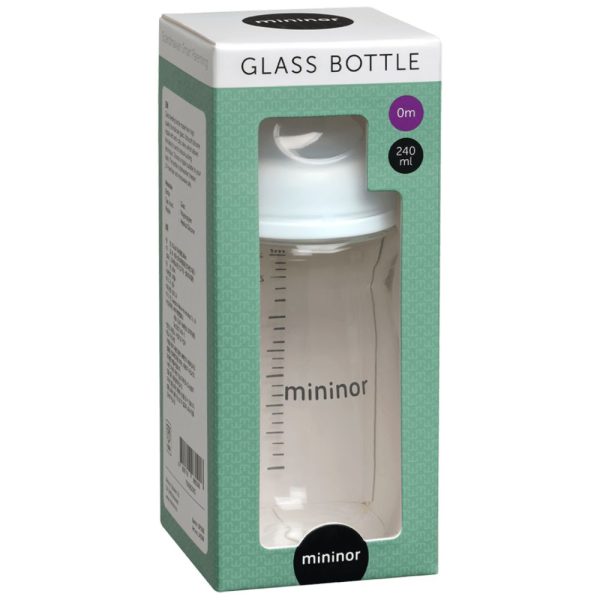 MININOR stiklinis maitinimo buteliukas, nuo 0 mėn, 240 ml, 1 vnt.
