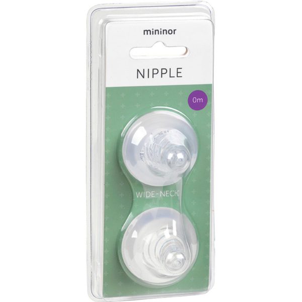 MININOR wide neck žindukas, nuo 0 mėn, 2 vnt.