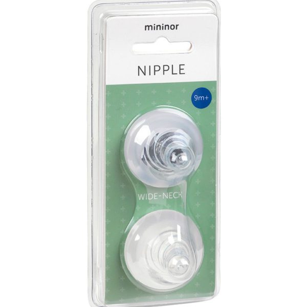 MININOR wide neck žindukas, nuo 9+ mėn, 2 vnt.
