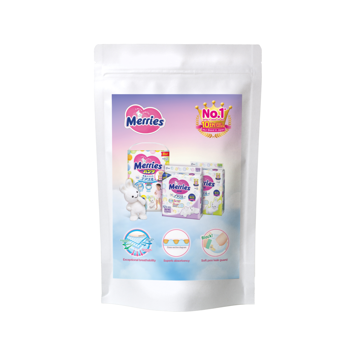 Mėginys MERRIES japoniškos sauskelnės, S, 4-8 kg, 3 vnt. - Image 1
