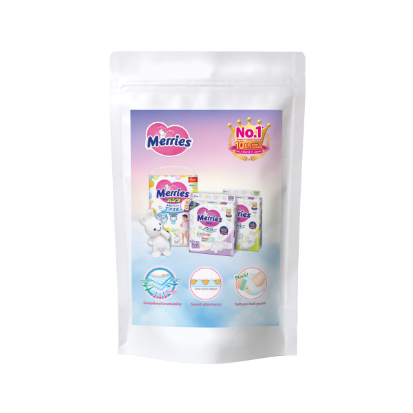 Mėginys MERRIES japoniškos sauskelnės, S, 4-8 kg, 3 vnt.