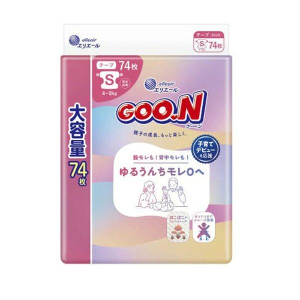 GOO.N japoniškos sauskelnės,  S, 4-8 kg, 74 vnt.